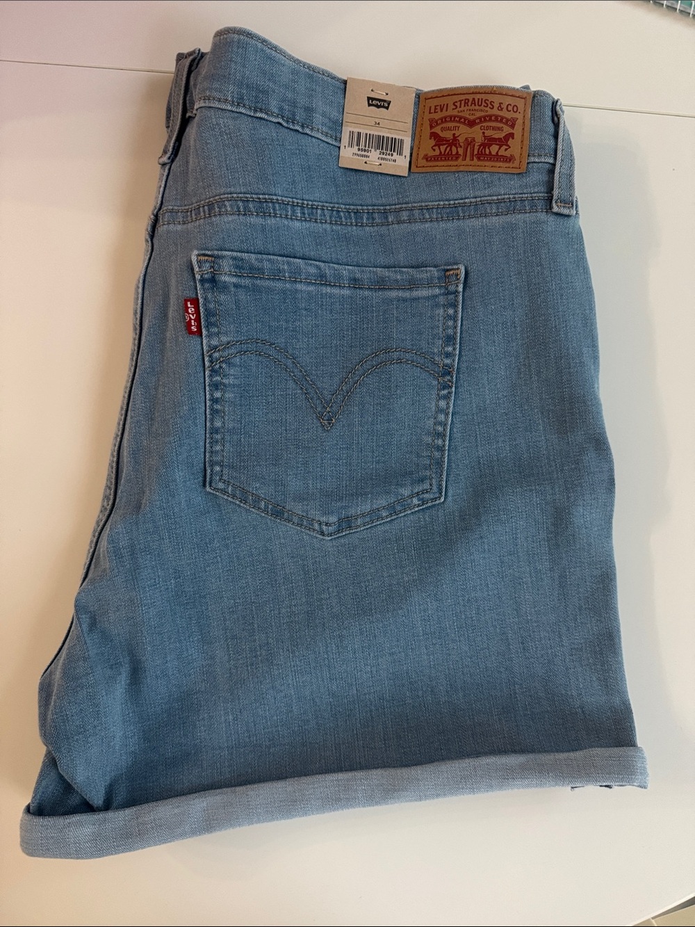 Levi's Light Blue Rolled Hem Denim Shorts